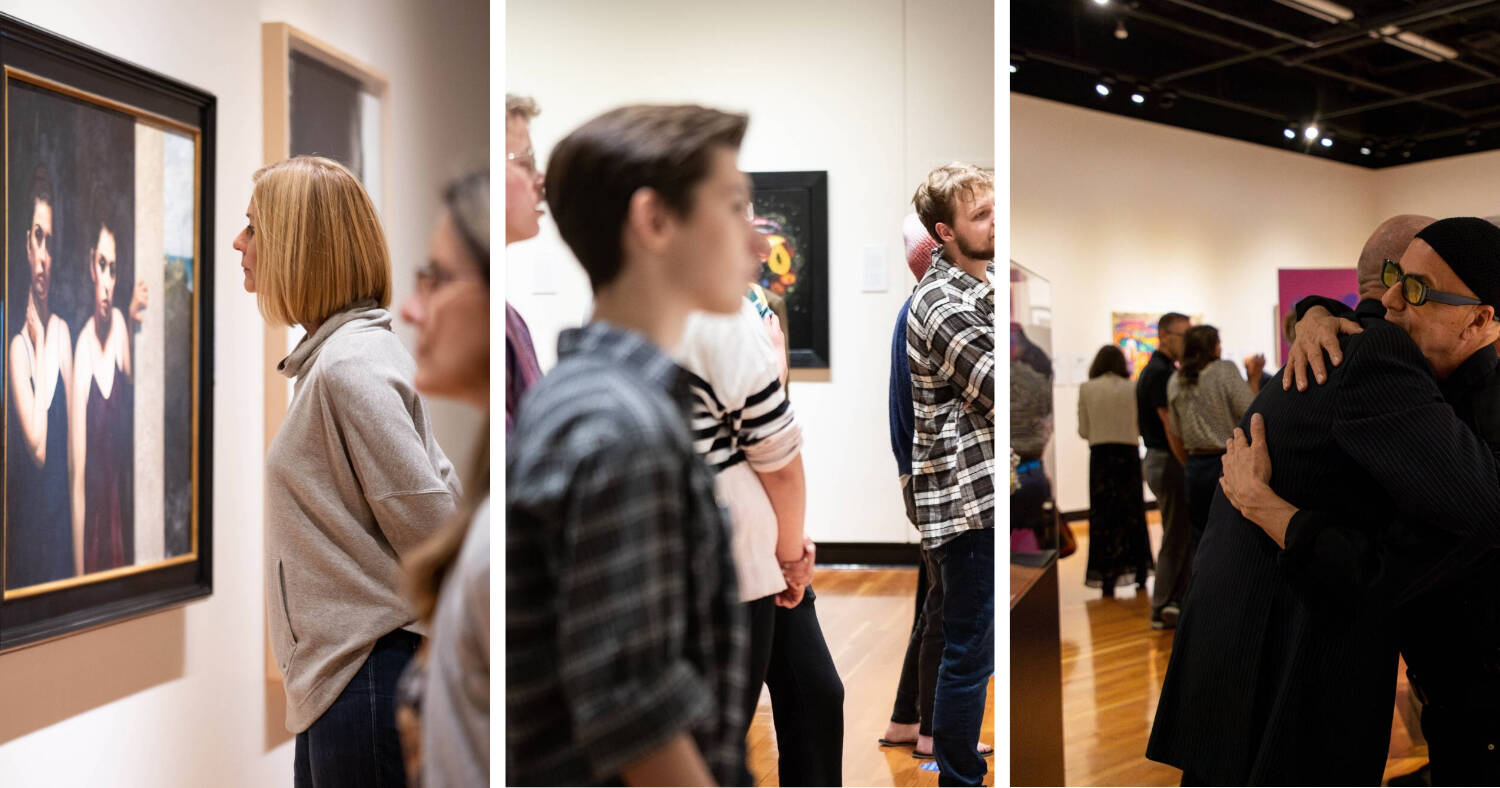 Collage of three different images from GVSU Art Museum receptions